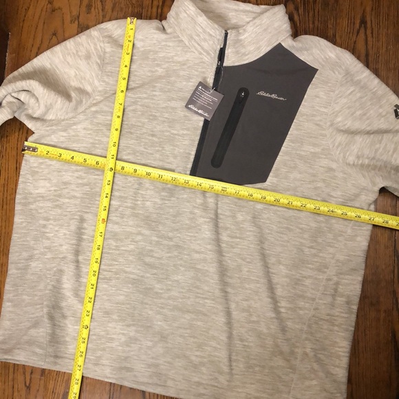 EDDIE BAUER Oatmeal & Charcoal Grey 1/4 Zip Pullover Fleece 2XL NWT - Picture 8 of 8